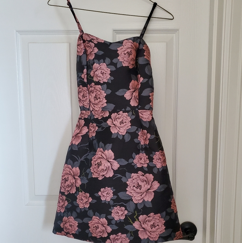 Forever 21 Floral Black and Pink Dress